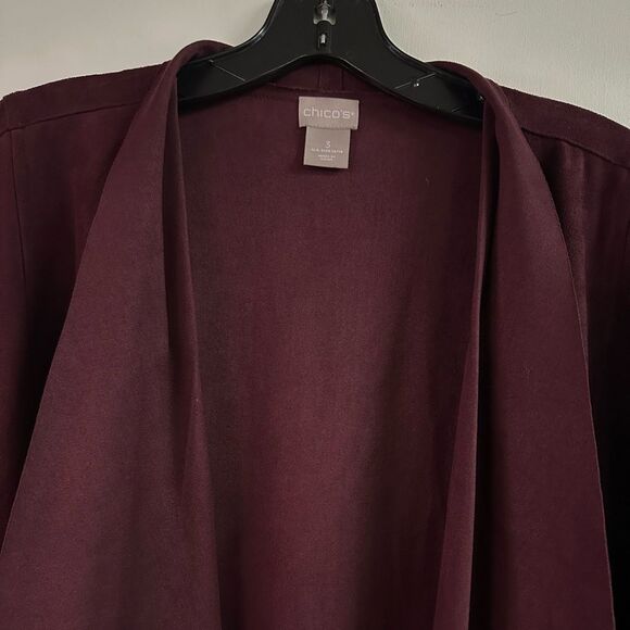 Chico’s Suede Open Front Burgundy Jacket Size 3 (16/18) - Picture 6 of 8
